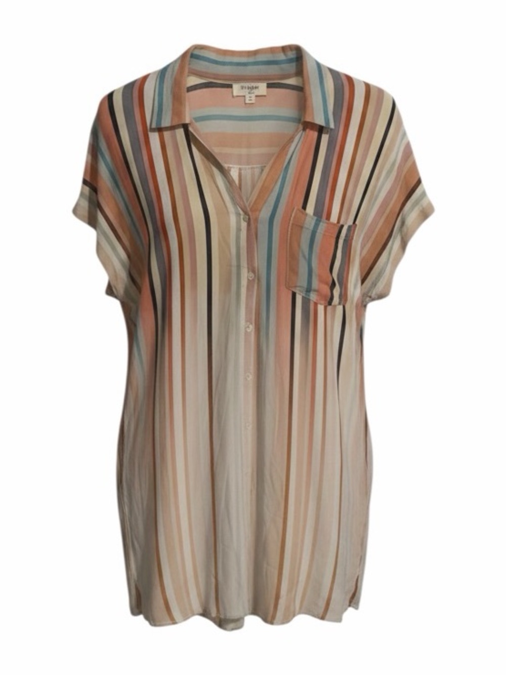 Umgee Bleached Striped Button Down Dress